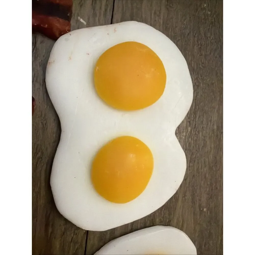 Wax Fake Food Farm House Country Breakfast Bacon Egg Toast Decor, Prop 15 Pc Set